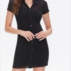 FOREVER 21 Mesh Shirt Dress - Black